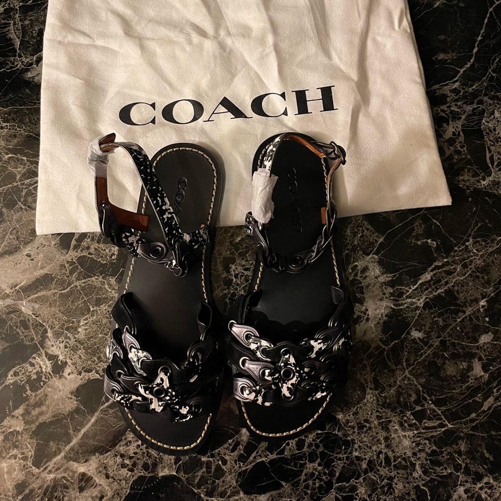 Black and White Coach Flats/Sandals size 6